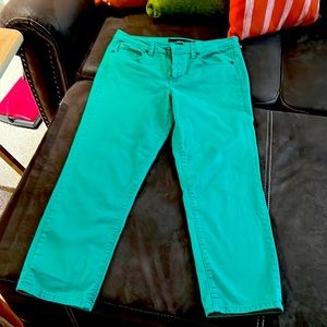 Green Calvin Klein skinny crop jeans